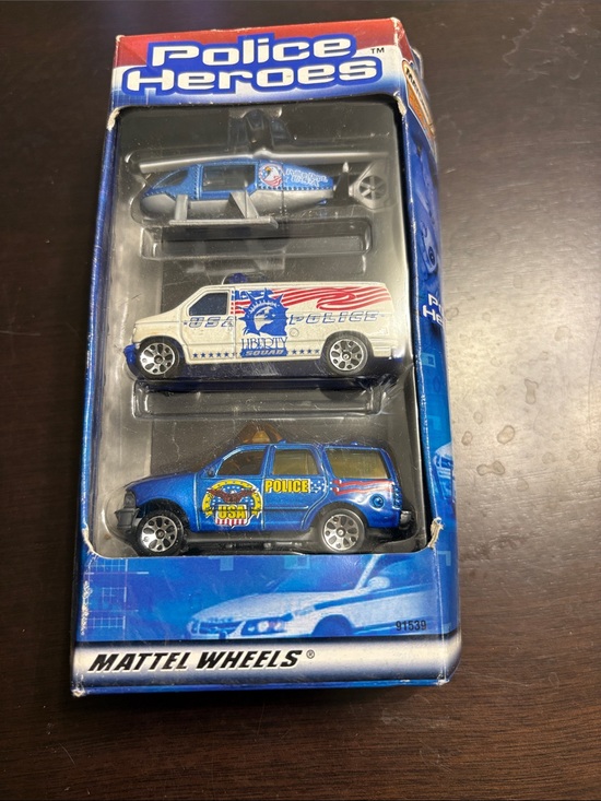 Mattel Other - NIP Mattel Police Heroes 3-Pack Toy Vehicles - Blue & White